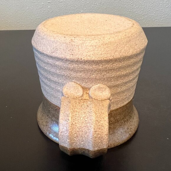 Handcrafted Hand Thrown Studio Art Glazed and Unglazed Ribbed Pottery Mug - Picture 8 of 10
